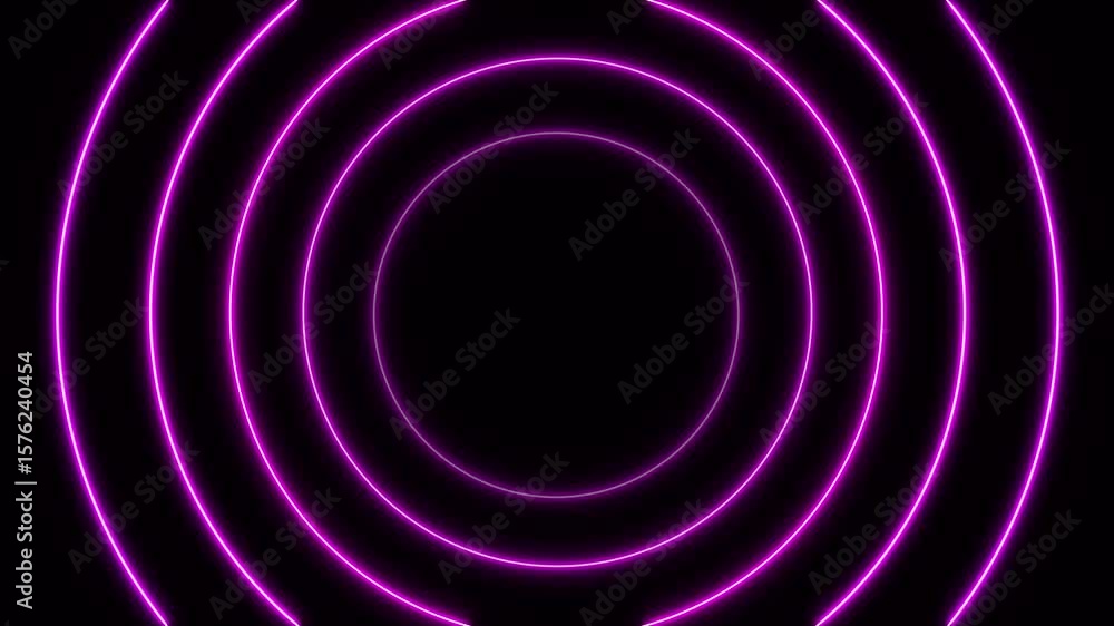 Poster blue neon glowing sound waves loop animation. bright radial pulsating lights. audio waveform, radio 
