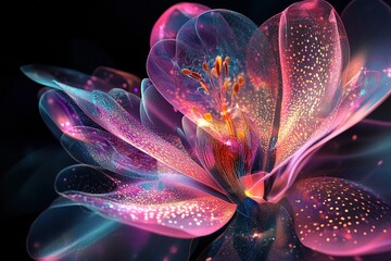 abstract digital floral bloom with AI patterns