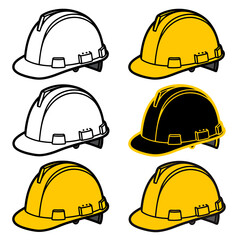 Construction Hard Hats A Set of Six Illustrations for Safety Designs
