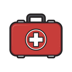 Obraz premium Simple Cartoon Illustration of a Red First Aid Kit
