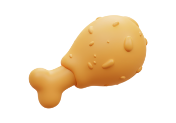Isolated Cartoon Style Fried Chicken Drumstick