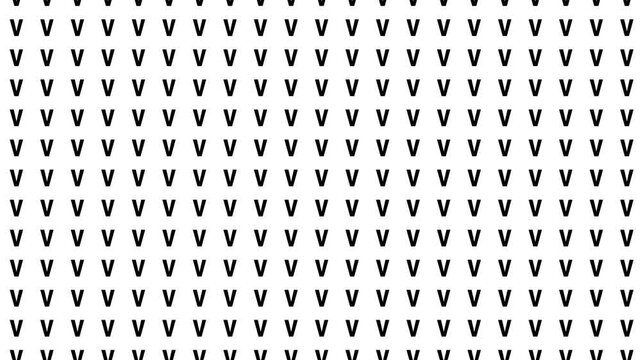retro futuristic background animation vertical downward slow motion movement of alphabeth letter V in datum grid pattern order