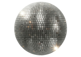 Isolated Silver Disco Ball Reflecting Light