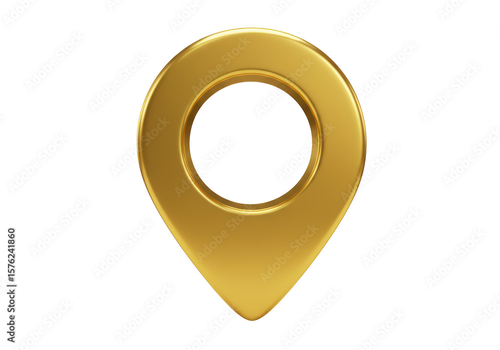 Poster isolated polished golden map location pointer pin