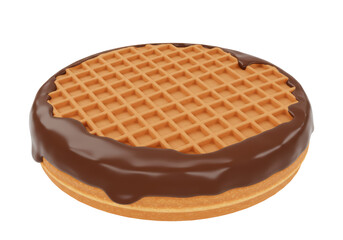 Isolated Waffle Coated in Rich Melted Chocolate