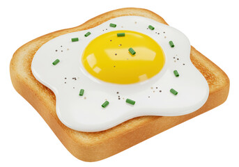 Isolated Sunny Side Up Egg on Toast with Chives
