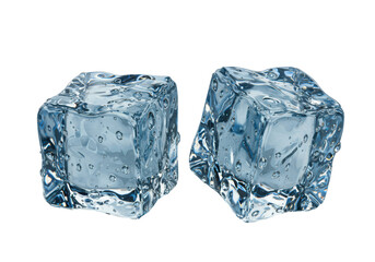 Obraz premium Isolated Crystal Clear Ice Cubes with Water Droplets