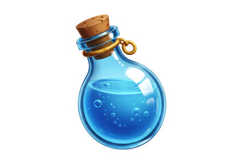 Isolated Blue Potion Bottle with Bubbles