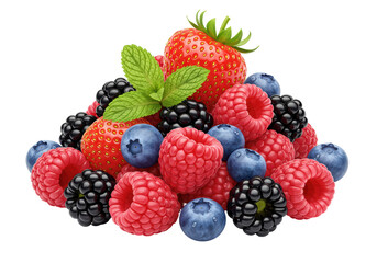 Isolated Pile of Fresh Assorted Berries