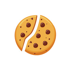 Fototapeta premium A freshly baked cookie, perfect for a sweet treat. It's a classic treat, broken in half, ready to enjoy.