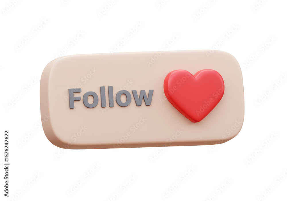 Poster isolated follow button social media connection