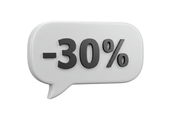 Isolated Minus Thirty Percent 3D Render