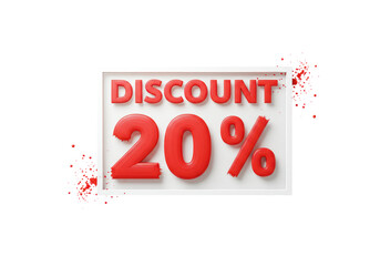 Isolated Twenty Percent Discount Crimson