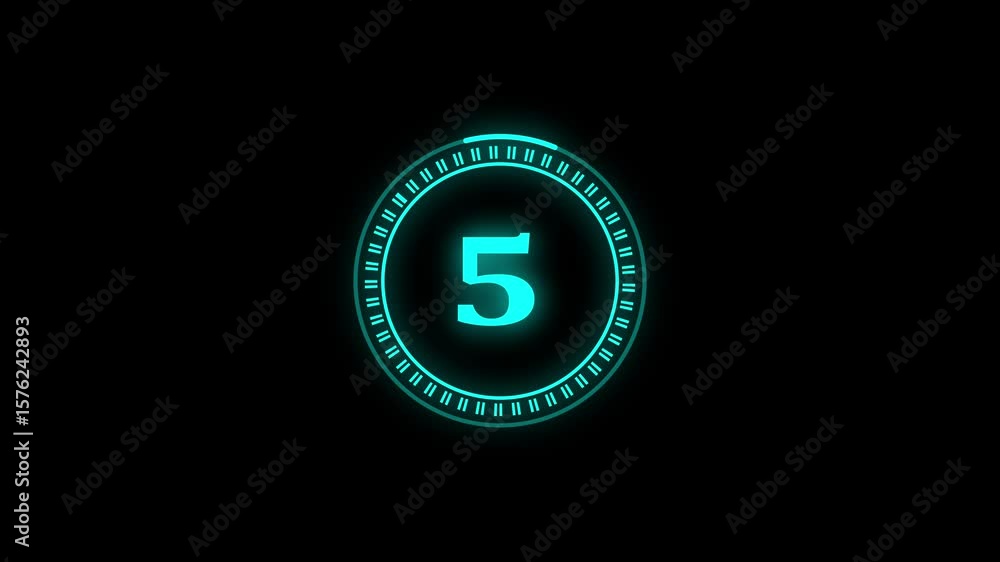 Poster futuristic hud countdown animation from 10 to 0 second. on modern hi tech futuristic background, 4k 