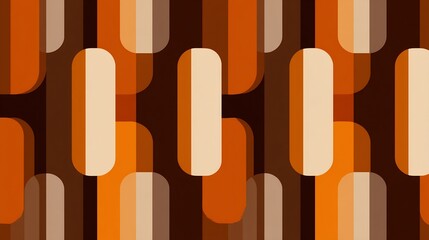 Retro Geometric Pattern Design Featuring Brown Orange and Cream Tones Overlapping Shapes