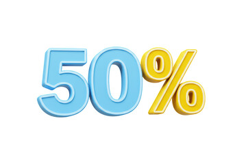 Isolated Blue and Yellow 50 Percent Sign - Discount