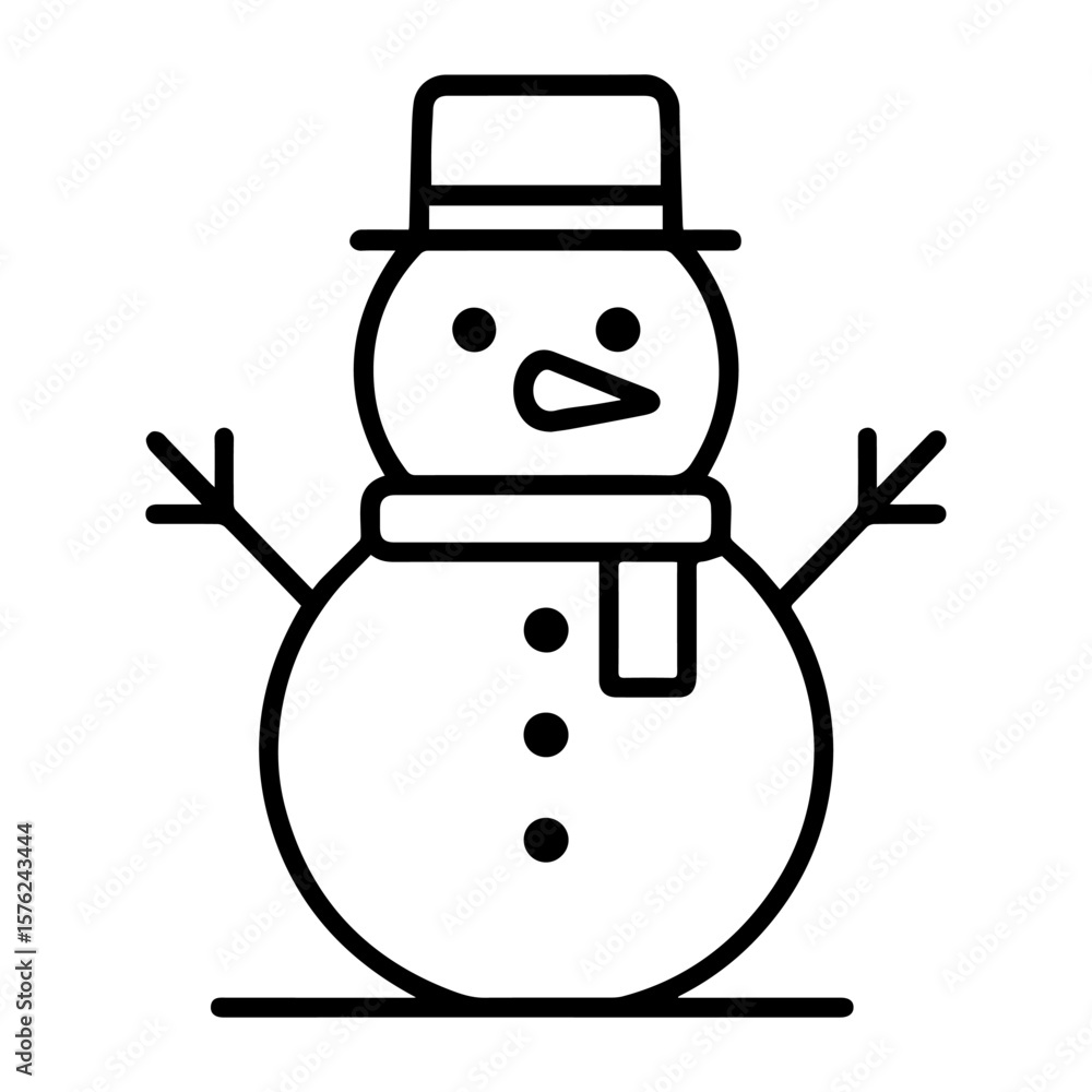 Poster line icon snowman vector on white background vector line icon on white background