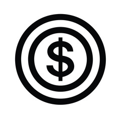 Dollar Sign Icon in Circular Target Shape – Money Symbol Vector Illustration.