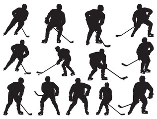 Naklejka premium ICE HOCKEY PLAYERS SILHOUETTE.