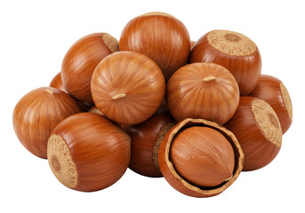 Isolated Pile of Hazelnuts with Shells