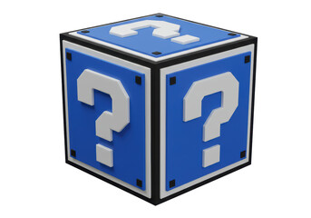 Isolated Blue and White Question Mark Block