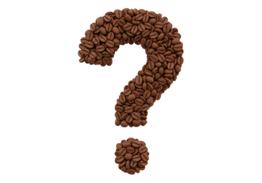 Isolated Question Mark Made of Roasted Coffee Beans
