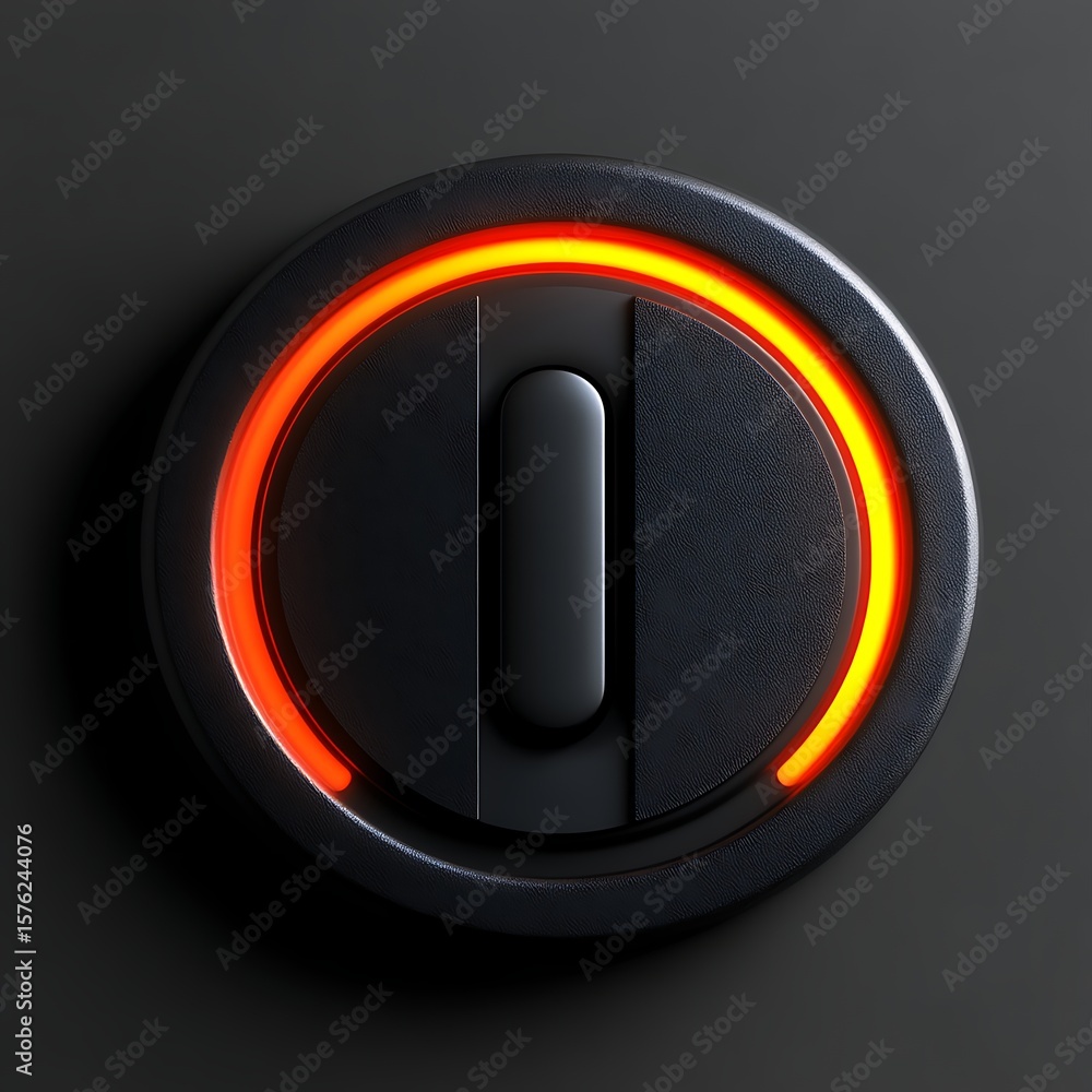 Poster glowing circular button with central switch