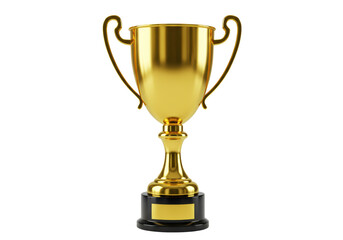 Isolated Gleaming Golden Trophy Cup with Black Base