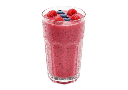 Isolated Berry Smoothie in Glass with Water Droplets