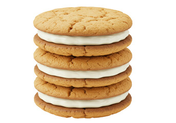 Isolated Tower of Stacked Cream Filled Ginger Cookies