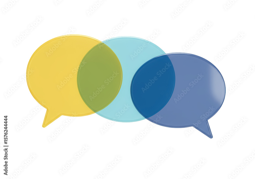 Poster isolated three speech bubbles overlapping conversation