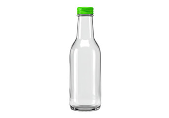 Isolated Empty Clear Glass Bottle Green Cap
