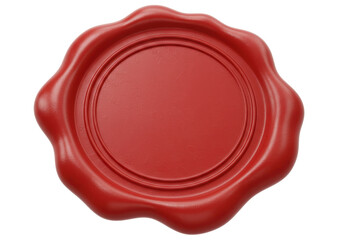 Isolated Vibrant Red Wax Seal with Intricate Texture