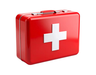  Classic Red First Aid Kit with White Cross – Isolated on White Background