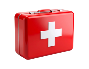  Classic Red First Aid Kit with White Cross – Isolated on White Background