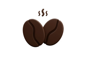 Isolated Steaming Hot Coffee Beans Icon Graphic
