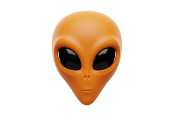 Isolated Alien Head with Large Black Eyes