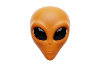 Isolated Alien Head with Large Black Eyes