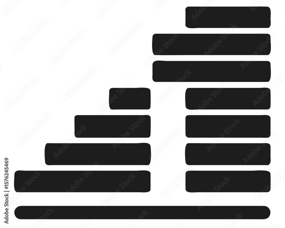 Aufkleber abstract black silhouette design representing stacked horizontal bars with transparency