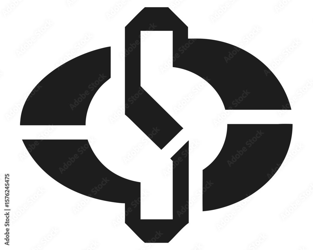 Poster abstract design featuring intersecting shapes forming a unique geometric silhouette
