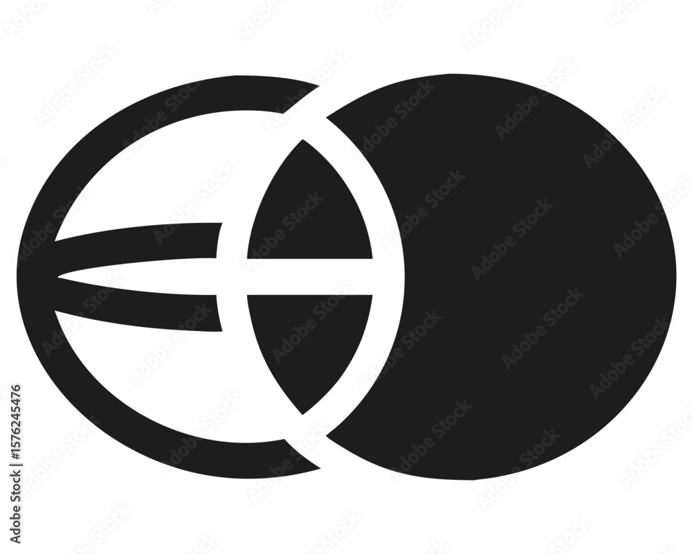 Poster abstract black circle and square silhouette design with intersecting geometric shapes