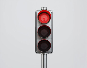 Red pedestrian traffic light indicating stop with minimalistic design