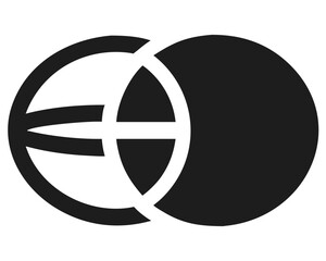 Abstract black circle and square silhouette design with intersecting geometric shapes