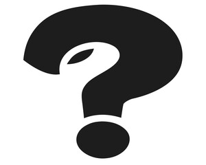 Simple black question mark silhouette design symbol of doubt and inquiry