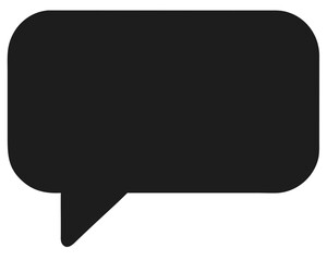 Simple black chat bubble silhouette representing communication message concept