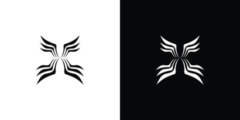  X logo design combined with an abstract and unique wing symbol