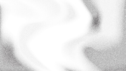 Noise gradient grain background with abstract black and white effect. Paint vector brush dots and shapes on grainy sand paper. Wavy spray grunge with dark space circles and vintage splatter fluid.