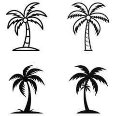 set of palm trees silhouettes