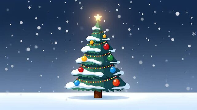 Animated graphic xmas tree with snowfall overlay
