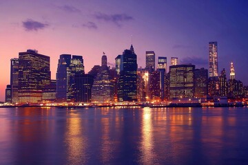 Fototapeta premium New York style cityskyline at twilight